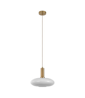 Faberge - Lampe suspendue - ellipse - blanc - verre - cuivre - 1 point lumineux