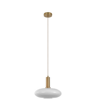 Faberge - Hanglamp - ellips - wit - glas - koper - 1 lichtpunt