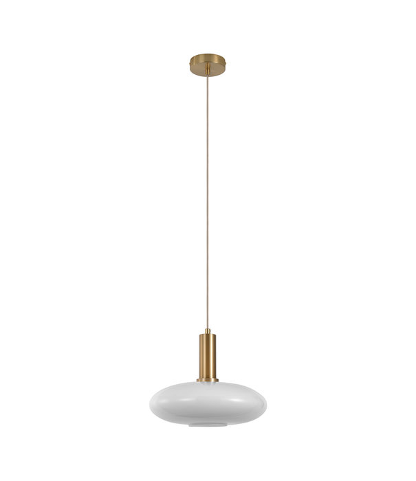 Duverger® Faberge - Lampe suspendue - ellipse - blanc - verre - cuivre - 1 point lumineux