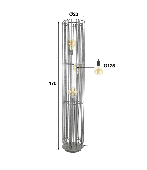 Duverger® Folsom - Vloerlamp - metaal - oud zilver - 3 lichtpunten