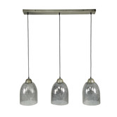 Stone Glass - Hanglamp - steenglas - metaal - oud zilver - 3 lichtpunten