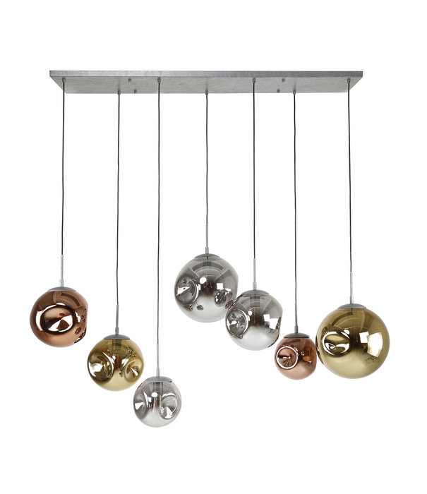 Duverger® Solar - Lampe suspendue - métal - verre - chrome - cuivre - or - 7 lumières