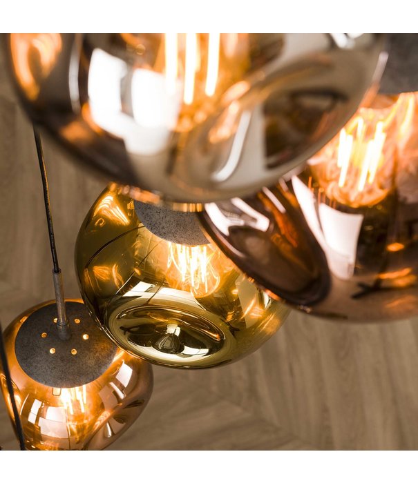 Duverger® Solar - Lampe suspendue - métal - verre - chrome - cuivre - or - étagé - 7 lumières