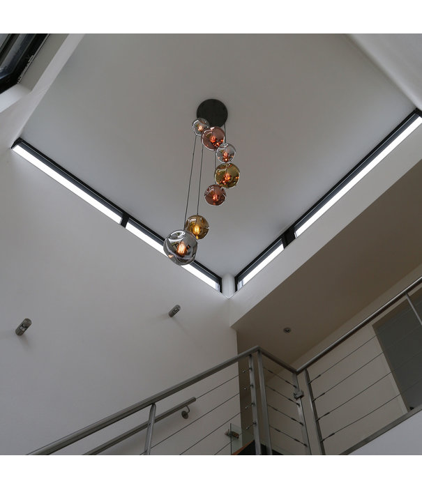 Duverger® Solar - Hanglamp - metaal - glas - chroom - koper - goud - getrapt - 7 lichtpunten