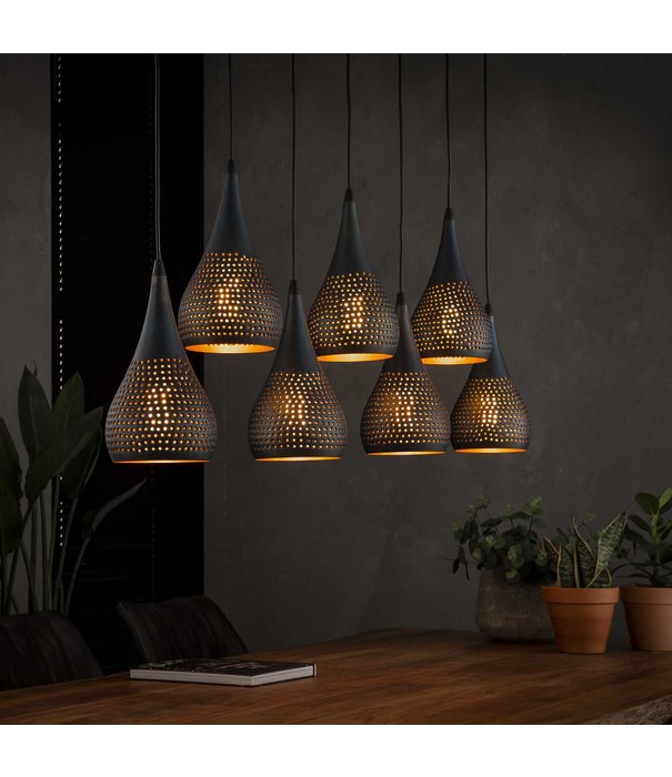 Duverger® Sieve - Hanglamp - metaal - zwart - bruin - druppelvorm - 7 lichtpunten