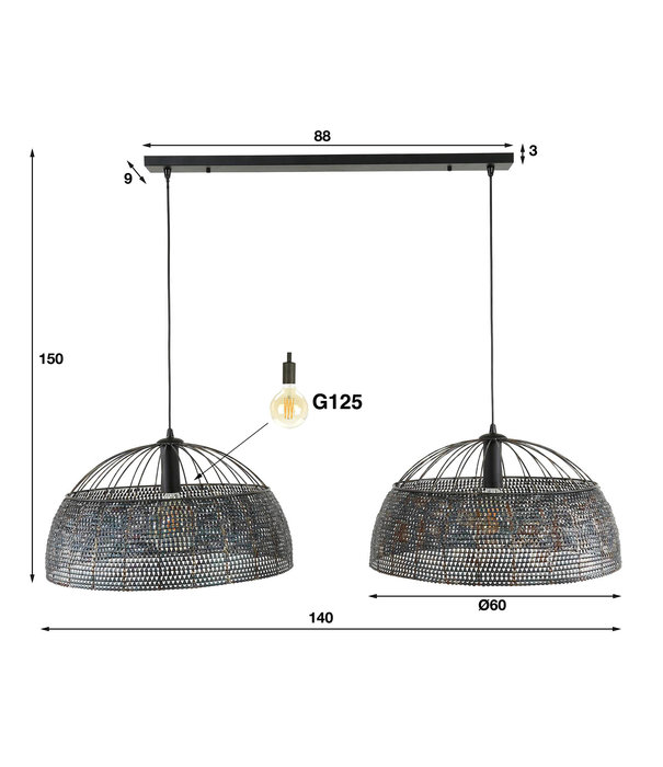 Duverger® Beehive - Hanglamp - handgemaakt - metaal - 2 halfronde kappen