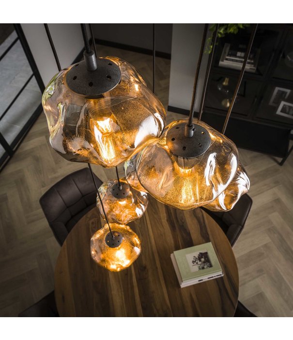 Duverger® Glass Saucer - Hanglamp - glas - metaal - gaas - getrapt - 7 lichtpunten