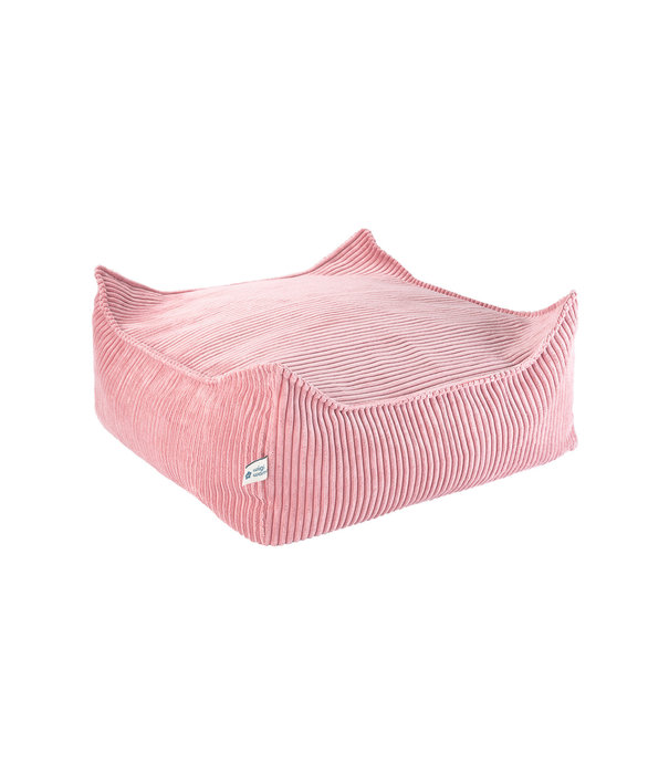 WigiWama Tiny Ottoman - Fauteuil enfant - Pink Mousse - rose - carré - velours côtelé