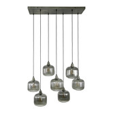 Lantern - Hanglamp - glas - gerookt - gestreept - 7 lichtpunten