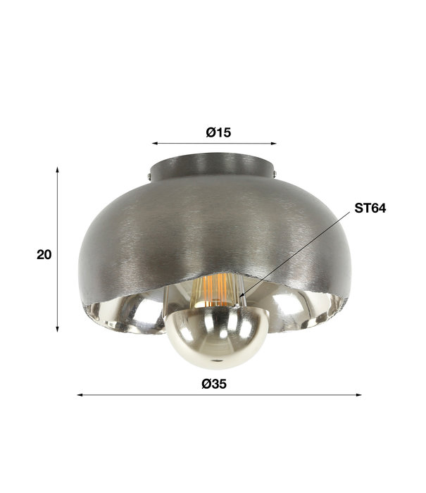 Duverger® Reflection - Plafonnier - métal - rond - Ø35 - noir nickel - abat-jour réflecteur