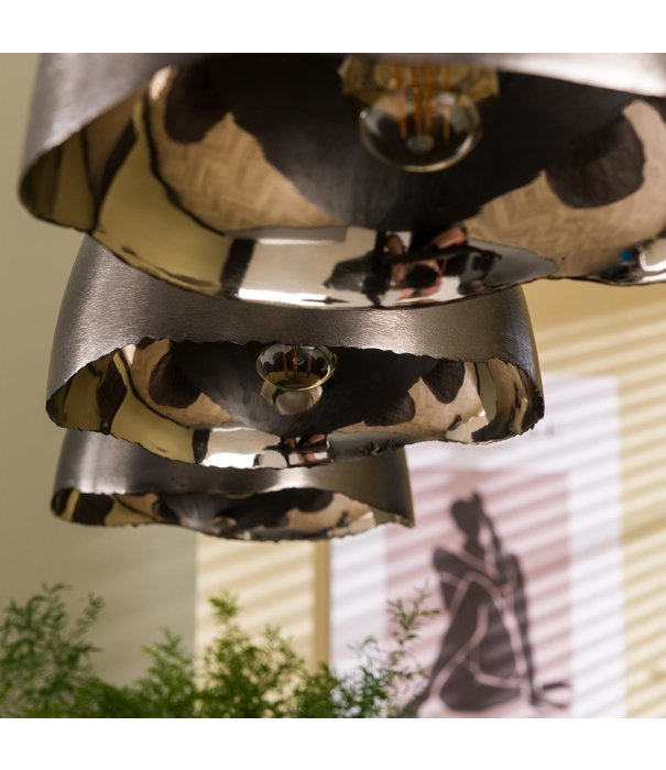Duverger® Reflection - Lampe suspendue - métal - ronde - Ø30 - noir nickel - abat-jour réflecteur - 3 points lumineux