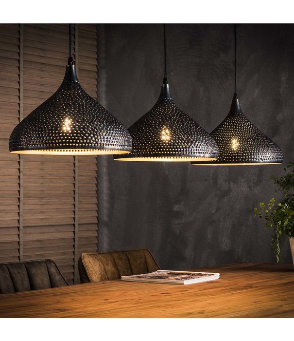 Duverger® Sieve - Lampe suspendue - métal - noir - brun - forme d'entonnoir - 3 points lumineux