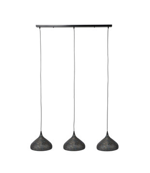 Sieve - Hanglamp - metaal - zwart - bruin - trechtervorm - 3 lichtpunten