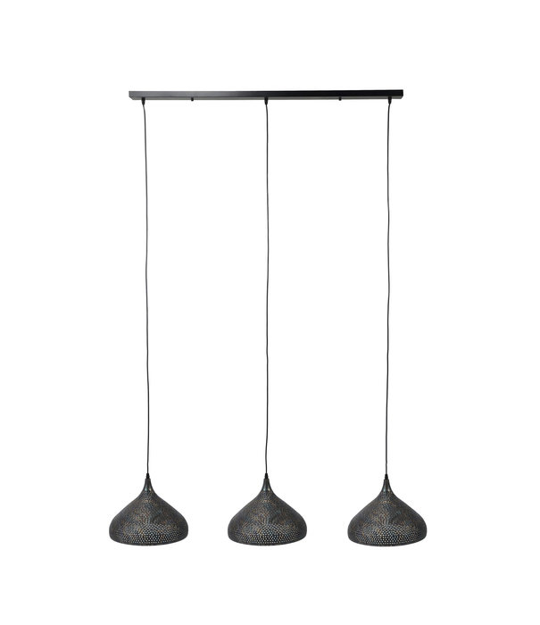 Duverger® Sieve - Hanglamp - metaal - zwart - bruin - trechtervorm - 3 lichtpunten