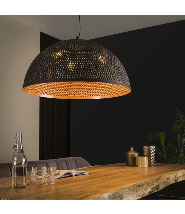 Duverger® Sieve - Lampe suspendue - métal - noir - brun - semi-circulaire - 1 abat-jour - 3 fixations