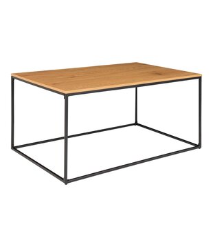 Scandibasic - Table basse - aspect chêne - panneau aggloméré mélaminé - cadre acier - noir - 90x45x60cm