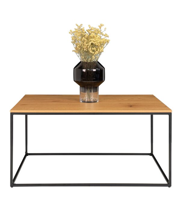 Duverger® Table basse scandinave en panneau aggloméré mélaminé aspect chêne soutenu par une structure en acier noir