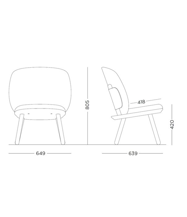 EMKO Ash - Loungesessel - Eschenholz - Stoff Yoredale - grau