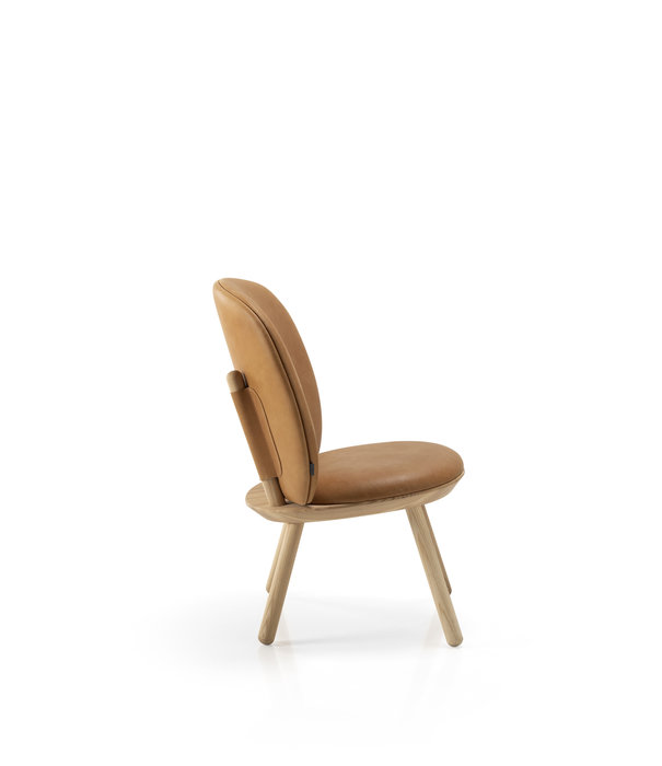 EMKO Ash - Chaise longue - frêne - cuir cognac - naturel