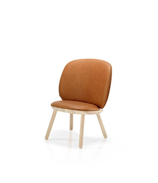 Ash - Chaise longue - frêne - cuir marron - naturel