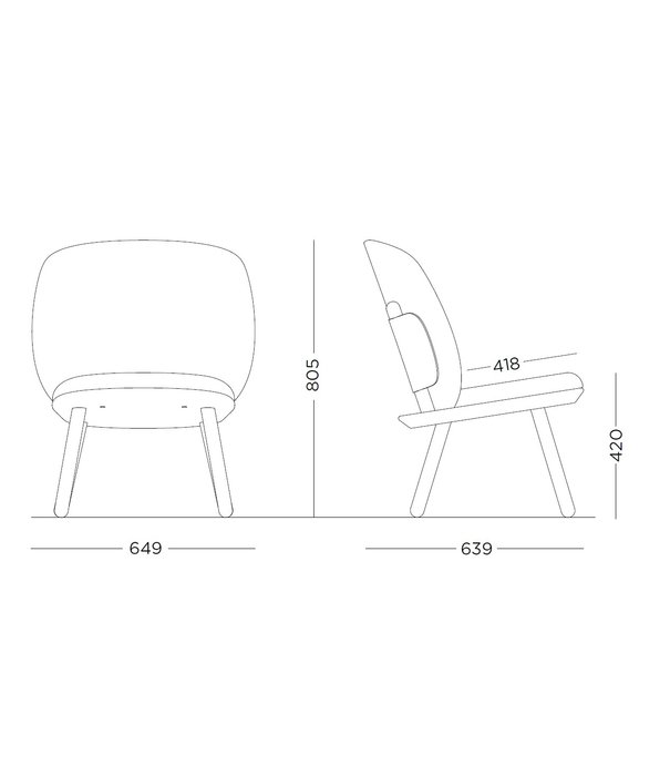 EMKO Ash - Chaise longue - bois de frêne - tissu Kvadrat - jaune