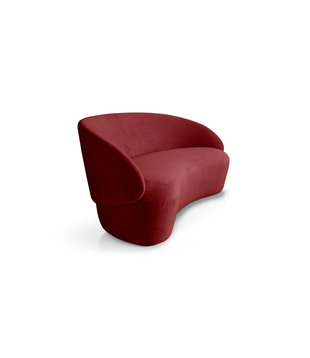 Ash - Sofa - 2-zitbank - essenhout - fluweel - bordeaux