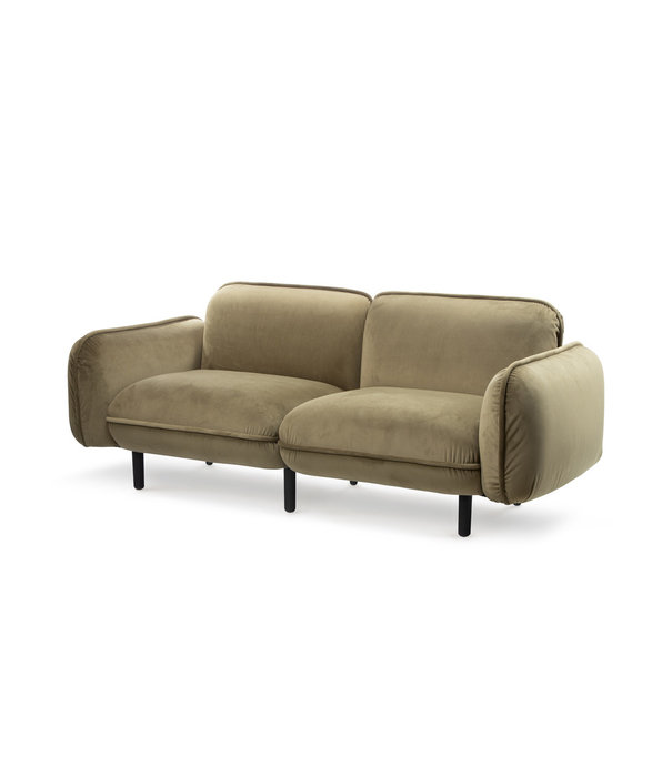 EMKO Poof Sofa - Sofa - 2-Sitzer Sofa - Samt - grün - Holzbeine