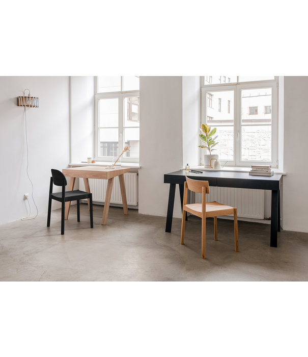 EMKO Oaks Diner - Chaise de salle à manger - chêne - contreplaqué - noir - dossier carré