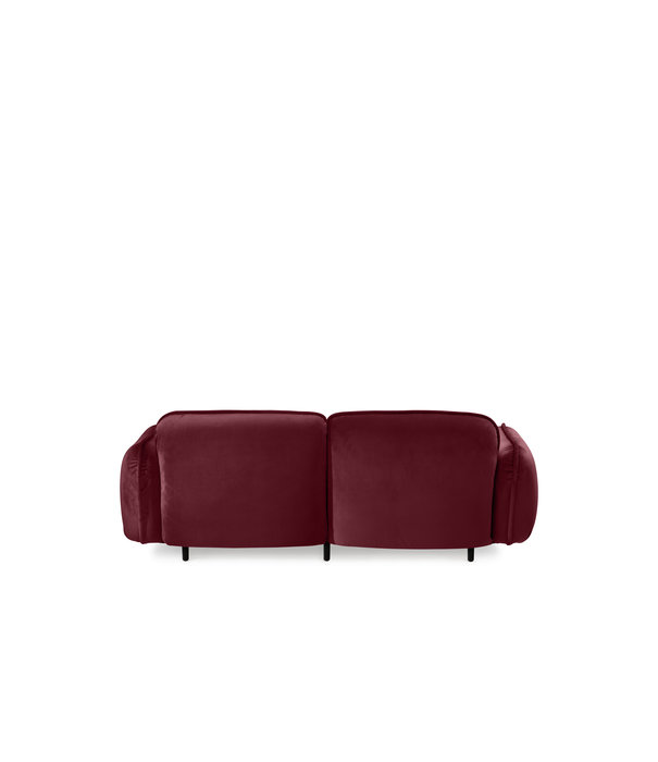 EMKO Poof Sofa - Canapé - canapé 2 places - velours - bordeaux - pieds en bois