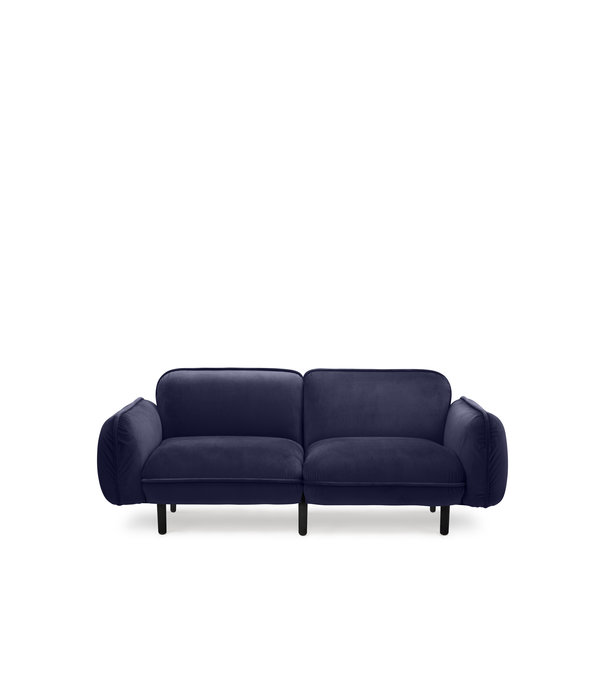 EMKO Poof Sofa - Canapé - canapé 2 places - velours - bleu - pieds en bois