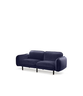 Poof Sofa - Canapé - canapé 2 places - velours - bleu - pieds en bois