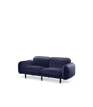 Poof Sofa - Sofa - 2-Sitzer Sofa - Samt - blau - Holzbeine