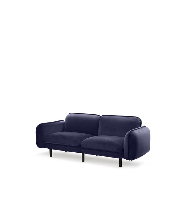 EMKO Poof Sofa - Sofa - 2-Sitzer Sofa - Samt - blau - Holzbeine