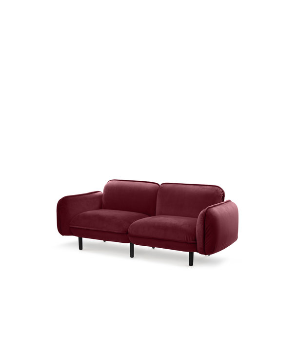 EMKO Poof Sofa - Canapé - canapé 2 places - velours - bordeaux - pieds en bois