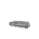 Poof Sofa - Sofa - 3-Sitzer Sofa - Samt - grau - Holzbeine