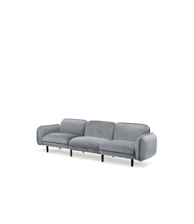 Poof Sofa - Sofa - 3-Sitzer Sofa - Samt - grau - Holzbeine