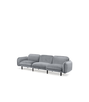 Poof Sofa - Sofa - 3-Sitzer Sofa - Samt - grau - Holzbeine