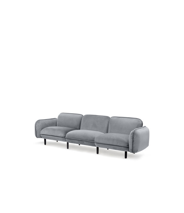 EMKO Poof Sofa - Sofa - 3-Sitzer Sofa - Samt - grau - Holzbeine