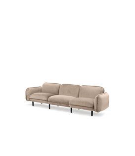 Poof Sofa - Sofa - 3-Sitzer Sofa - Samt - beige - Holzbeine