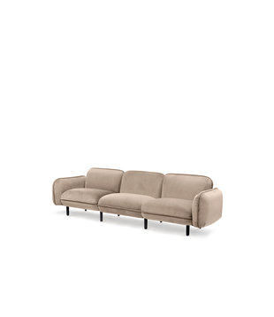 Poof Sofa - Sofa - 3-Sitzer Sofa - Samt - beige - Holzbeine