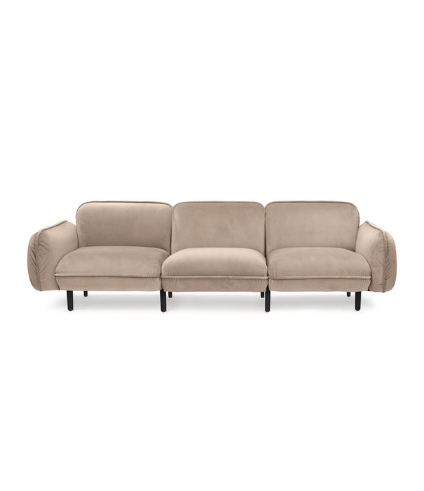 EMKO Poof Sofa - Sofa - 3-Sitzer Sofa - Samt - beige - Holzbeine