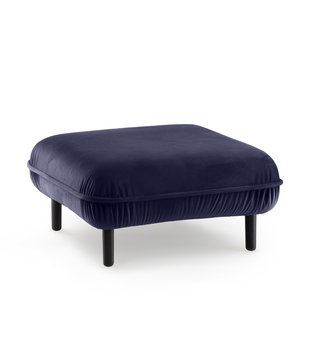 Poof Sofa - pouf - velours - bleu - carré - pieds en bois - noir
