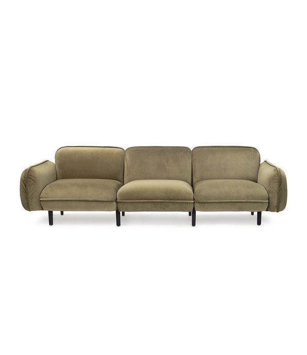 EMKO Poof Sofa - Canapé - canapé 3 places - velours - vert - pieds en bois