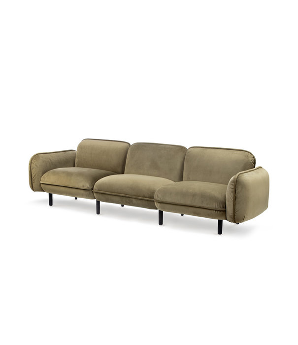 EMKO Poof Sofa - Sofa - 3-Sitzer Sofa - Samt - grün - Holzbeine