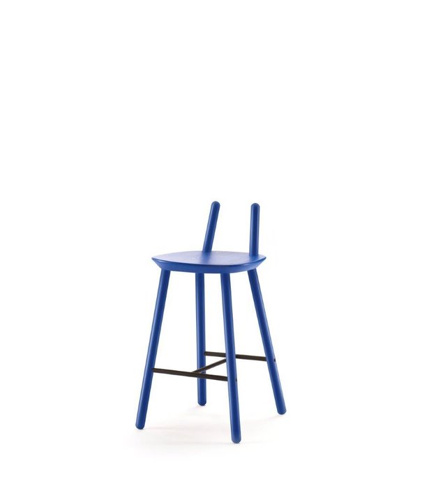EMKO Ash - Tabouret de bar - frêne - bleu - semi-dossier - repose-pieds en acier