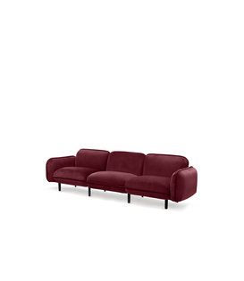 Poof Sofa - Sofa - 3-Sitzer Sofa - Samt - bordeaux - Holzbeine