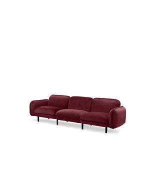 Poof Sofa - Sofa - 3-Sitzer Sofa - Samt - bordeaux - Holzbeine