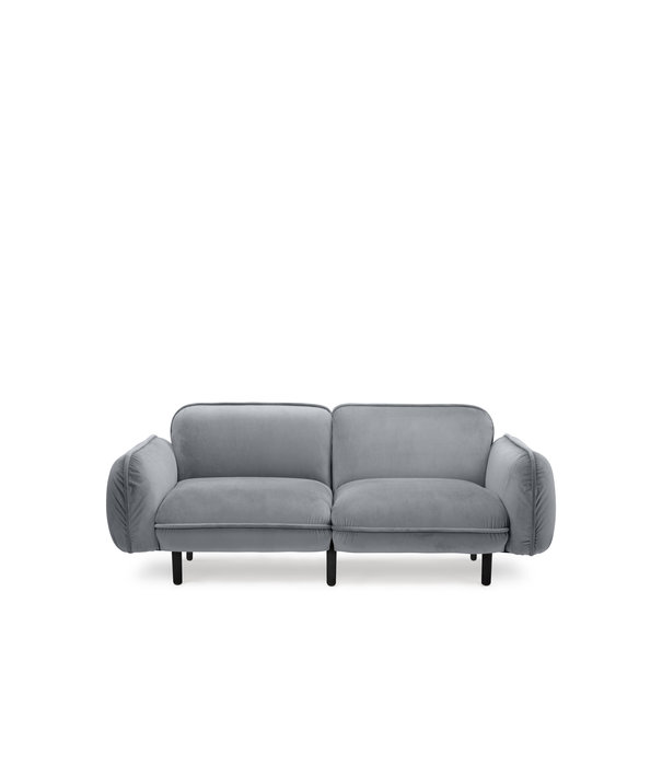 EMKO Poof Sofa - Canapé - canapé 2 places - velours - gris - pieds en bois