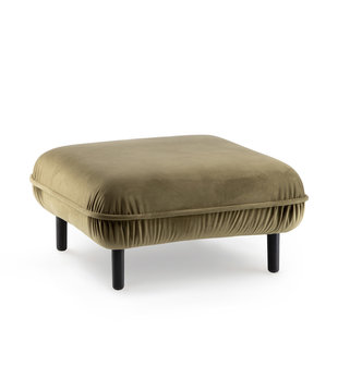 Poof Sofa - pouf - velours - vert - carré - pieds en bois - noir