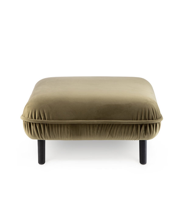 EMKO Poof Sofa - pouf - velours - vert - carré - pieds en bois - noir